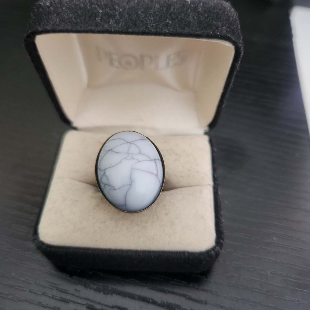 Bronze Tone Adjustable Oval White Turquoise Inset Tony Alexander Jewelry